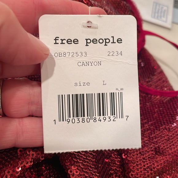 Free People NEW red time to shine slip dress sz L - Picture 4 of 6